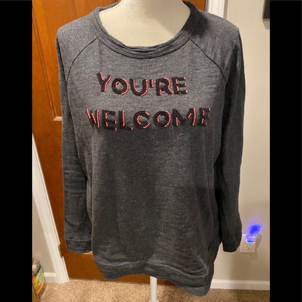 LOFT Charcoal grey pullover. Cotton. EUC. Sz.M